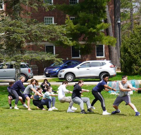 Students playing tug-o-war